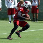 Defensive back Patrick Peterson returns a kick during minicamp on Wednesday, June 12, at the team's Tempe training facility. (Adam Green/Arizona Sports)