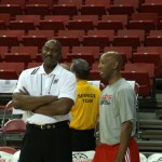 Assistant coach Kenny Gattison (left) and Wizards assistant Sam Cassell. (Craig Grialou/Arizona Sports)