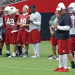 Head coach Bruce Arians calls a play during training camp on Friday, July 26 at University of Phoenix Stadium in Glendale. (Adam Green/Arizona Sports)