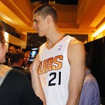 Suns rookie Alex Len speaks with the media. (Photo: Vince Marotta/Arizona Sports)