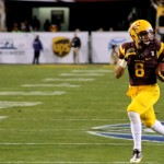 Arizona State's D.J. Foster runs for a touchdown against Stanford during the NCAA Pac-12 Championship football game on Saturday, Dec. 7, 2013 in Tempe, Ariz. (Photo by Clayton Klapper/KTAR)