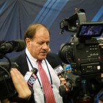 ESPN's Chris Berman holds court at the annual Super Bowl XLVIII Media Day Tuesday, Jan. 28, 2014 at the Prudential Center in Newark, New Jersey. (Photo: Vince Marotta/Arizona Sports)