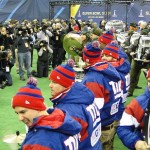 The drumlines for the New York Giants and New York Jets performed at the annual Super Bowl XLVIII Media Day Tuesday, Jan. 28, 2014 at the Prudential Center in Newark, New Jersey. (Photo: Vince Marotta/Arizona Sports)