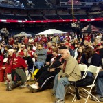 Fans sit and listen to radio interviews at the Arizona Diamondbacks' 2014 Fan Fest at Chase Field (Jules Tompkins/Arizona Sports).