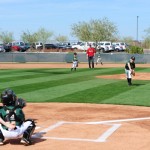 An Ahwatukee Little League hitter awaits a pitch Saturday at the Salt River Fields in Scottsdale. (Photo courtesy of Jennifer Stewart/Arizona Diamondbacks)