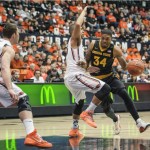 Arizona State's Jermaine Marshall right, drives on Oregon State's Roberto Nelson during the first half of an NCAA college basketball game in Corvallis, Ore., Saturday, March 8, 2014. (AP Photo/Karl Maasdam)