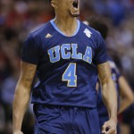 UCLA's Norman Powell reacts after scoring against Arizona in the first half during the championship game of the NCAA Pac-12 conference college basketball tournament, Saturday, March 15, 2014, in Las Vegas. (AP Photo/Julie Jacobson)