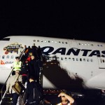 Members of the Arizona Diamondbacks boarded their Qantas plane before a 15-hour trip to Sydney, Australia. (Photo courtesy of the Arizona Diamondbacks' Twitter account)
