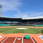 A view of Sydney Cricket Ground, site of the Arizona Diamondbacks' opening series against the Los Angeles Dodgers, from behind home plate. (Photo courtesy of Addison Reed's Twitter account)