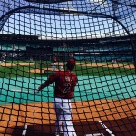 Aaron Hill takes batting practice. (Photo by @Dbacks)