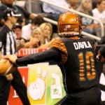 Arizona Rattlers' quarterback Nick Davila throws during the Rattlers' 73-69 win over the Pittsburgh Power on Saturday at US Airways Center. (Arizona Sports/Clayton Klapper)