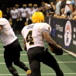 Pittsburgh Power kick returner Virgil Gray runs with the ball during the Arizona Rattlers' 73-69 win over the Power on Saturday at US Airways Center. (Arizona Sports/Clayton Klapper)