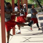 The Cardinals go through voluntary workouts at the Tempe facility April 24, 2014. (Adam Green/Arizona Sports)