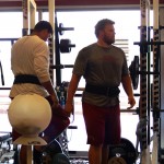 Lyle Sendlein and teammates go through voluntary workouts at the Tempe facility April 24, 2014. (Adam Green/Arizona Sports)