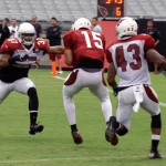 Michael Floyd catches a touchdown pass during Arizona Cardinals training camp July 28, 2014. (Adam Green/Arizona Sports)
