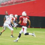 Wide receiver Brittan Golden goes across the middle on a pass pattern during Arizona Cardinals training camp at University of Phoenix Stadium in Glendale. (Photo: Vince Marotta/Arizona Sports)