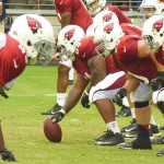 A look down the line of scrimmage during Arizona Cardinals training camp at University of Phoenix Stadium in Glendale. (Photo: Vince Marotta/Arizona Sports)