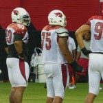 Defensive tackle Bruce Gaston (75) lines up with the first team defense during Arizona Cardinals training camp at University of Phoenix Stadium in Glendale. (Photo: Vince Marotta/Arizona Sports)