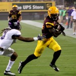 Gary Chambers runs after the catch in ASU's 45-14 victory over Weber State Thursday at Sun Devil Stadium. (Photo: Clayton Klapper/Arizona Sports)