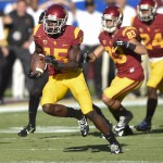 Southern California wide receiver Nelson Agholor (15) runs a punt back for a touchdown during the first half of an NCAA college football game against Arizona State , Saturday, Oct. 4, 2014, in Los Angeles. (AP Photo/Gus Ruelas)