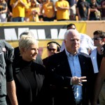U.S. Sen. John McCain (second from right) and his wife, Cindy McCain (second from left), greet Arizona State players prior to their matchup with Notre Dame on Saturday, Nov. 8, 2014, in Tempe, Arizona. (Photo: Clayton Klapper/Arizona Sports)