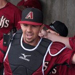 Arizona Diamondbacks starting catcher and former Arizona State player Tuffy Gosewisch looks to get his team ready before the start of a game against his alma mater. (Photo: Zachary Holland/Cronkite News)