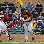 Even in an exhibition game it all comes down to winning. Just ask Arizona State catcher Brian Serven. (Photo: Zachary Holland/Cronkite News)