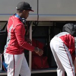 D-backs load up the team bus for the trip west. (Photo by Stephen DeLorenzo/Cronkite News)