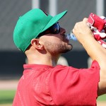 Cooling off during drills, Cody Ross looks to continue his hot Spring Training and rebound from last year. (Photo by Zachary Holland/Cronkite News)