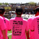 A youth team supporting the fight against breast cancer takes in a Spring Training game together at Salt River Fields. Photo by Zachary Holland/Cronkite News