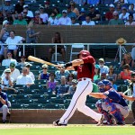 Paul Goldschmidt blasts a solo home run to left-center field in the first inning, his second in three games. Photo by Zachary Holland/Cronkite News