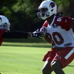 Tight end Ifeanyi Momah goes through a drill during Arizona Cardinals OTAs Tuesday, May 26. (Photo by Adam Green/Arizona Sports)