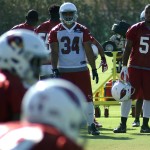 Paul Lasike (34) and Kevin Minter (51) watch during Arizona Cardinals OTAs Thursday, June 4. (Photo by Adam Green/Arizona Sports)