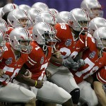 The Ohio State football team goes through their pregame routine before the start of the BCS championship college football game at the Louisiana Superdome in New Orleans, Monday, Jan. 7, 2008. Ohio State will play LSU for the title. (AP Photo/Nam Y. Huh)