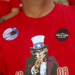 An audience member wears a T-shirt in support of Republican presidential hopeful Sen. John McCain, R-Ariz., at a town hall style campaign event in West Palm Beach, Fla., Thursday, Jan. 24, 2008. (AP Photo/Charles Dharapak)
