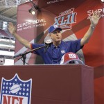 New York Giants head coach Tom Coughlin answers a question during media day for the Super Bowl XLII football game Tuesday, Jan. 29, 2008, in Glendale, Ariz,. (AP Photo/Julie Jacobson)