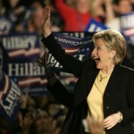 Democratic presidential hopeful Sen. Hillary Rodham Clinton, D-N.Y., waves to supporters in Davie, Fla., Tuesday, Jan. 29, 2008. (AP Photo/Lynne Sladky)
