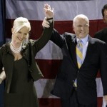 Republican presidential hopeful Sen. John McCain, R-Ariz., celebrates with his wife Cindy, his primary victory in Miami, Tuesday, Jan. 29, 2008. (AP Photo/Alan Diaz)
