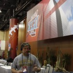 Ron Wolfley in the Sports 620 KTAR Media Center at the Super Bowl. (Gary Smith/KTAR)