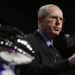 New York Giants head Coach Tom Coughlin speaks at a news conference at the Phoenix Convention Center Friday, Feb. 1, 2008, in Phoenix. The New England Patriots play the Giants in Super Bowl XLII on Sunday, Feb. 3. (AP Photo/Julie Jacobson)