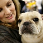 Patricia Hearst poses for a picture with her French bulldog, Diva, at the 132nd Westminster Kennel Club Dog Show at Madison Square Garden in New York, Monday, Feb. 11, 2008. Diva was named Best of Opposite Sex. (AP Photo/Seth Wenig)