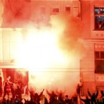 The U.S. embassy in Belgrade burns after masked attackers broke into the building and set an office on fire at the end of a massive protest against Western-backed Kosovo independence, in the Serbian capital, Thursday, Feb. 21, 2008. More than 150,000 Serbs gathered at the rally vowing to retake the territory which is viewed as Serbia's religious and national heartland. (AP Photo)
