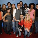Contestants, rear left to right, Carly Smithson, Kristy Lee Cook, Ramiele Malubay, David Cook, Jason Castro, David Hernandez, Michael Johns, Chikezie, Syesha Mercado, David Archuleta, and front left to right, Amanda Overmyer and Brooke White attend the American Idol annual Top 12 Party Thursday, March 6, 2008 in West Hollywood, Calif. (AP Photo/Phil McCarten)