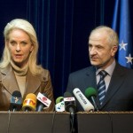 Cindy McCain, left, wife of the US Presidential hopeful Senator John McCain, meets with Kosovo President Fatmir Sejdiu in Kosovo's capital Pristina on Wednesday, March 26, 2008. McCain meet with Kosovo's President Fatmir Sejdiu and Prime Minister Hashim Thaci together with the head of the leading mine-clearance charity, the HALO trust. McCain is a board member in the charity that is active in war-torn countries and has traveled to Cambodia, Sri Lanka and Angola. (AP Photo/Visar Kryeziu)
