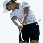 Lorena Ochoa, of Mexico, hits her tee shot on the first hole during the final round of the LPGA Safeway International golf tournament at Superstition Mountain Golf and Country Club, Sunday, March 30, 2008, in Superstition Mountain, Ariz. (AP Photo/Ross D. Franklin)