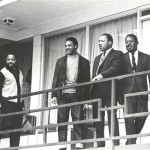  Martin Luther King Jr., second right, and SCLC aides Hosea Williams, Jesse Jackson Jr., from left, and Ralph Abernathy return to the Lorraine Motel in Memphis to strategize for the second Sanitation Worker's march led by King in this April 3, 1968 file photo. King was shot dead on the balcony April 4, 1968. The photograph is part of the exhibition "From Memphis to Atlanta: The Drum Major Returns Home" at Atlanta's Martin Luther King, Jr. National Historic Site April 4-August 31, 2008. (AP Photo/File)
