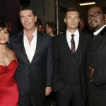 From left, Paula Abdul, Simon Cowell, Ryan Seacrest, and Randy Jackson are seen backstage at the "Idol Gives Back" fundraising special of "American Idol" in Los Angeles on Sunday April 6, 2008.(AP Photo/Matt Sayles)
