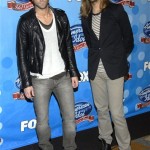Maroon 5 singer Adam Levine, left and guitarist James Valentine arrive at the "Idol Gives Back," fundraising special of "American Idol," in Los Angeles on Sunday, April 6, 2008. (AP Photo/Dan Steinberg)
