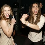Kristy Lee Cook, left, and Jason Castro are seen backstage at the "Idol Gives Back" fundraising special of "American Idol" in Los Angeles on Sunday April 6, 2008. (AP Photo/Matt Sayles)