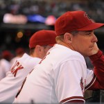 Diamondbacks third base coach Chip Hale watches Arizona's home opener against the Los Angeles Dodgers on Monday at Chase Field. Samantha Hjelle For Sports 620 KTAR